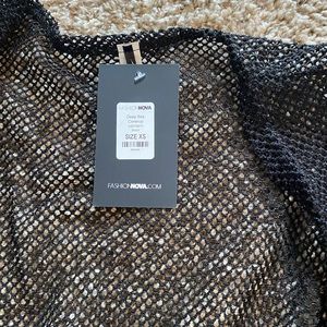 BNWT FashionNova Black Mesh/ Fishnet Coverup Sz XS